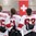 MALMO, SWEDEN - MARCH 28:  Team Switzerland enjoys their national anthem after defeating Team Germany 5-2 during preliminary round action at the 2015 IIHF Ice Hockey Women's World Championship. (Photo by Francois Laplante/HHOF-IIHF Images)
